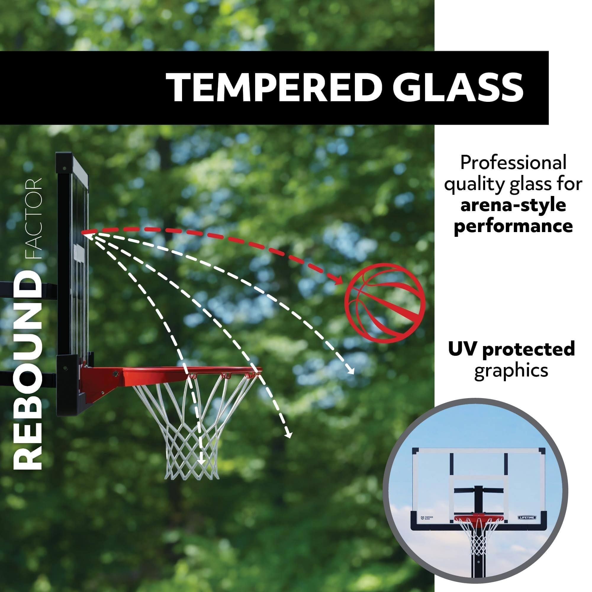 Lifetime In-Ground Crank Adjust Bolt Down Outdoor Basketball Hoop, 50-in