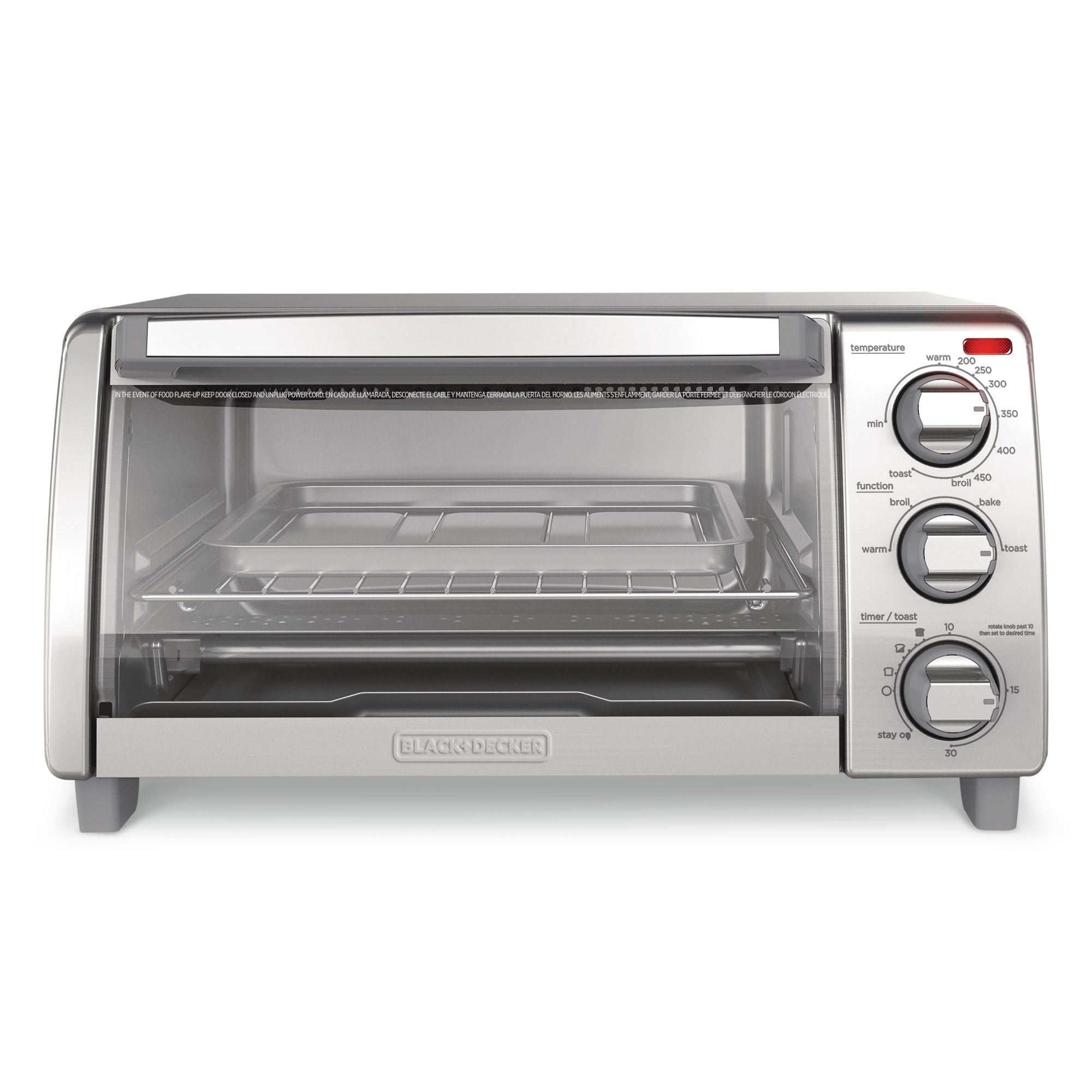 Black & Decker Toaster Oven with Natural Convection, Stainless Steel, 4-Slice