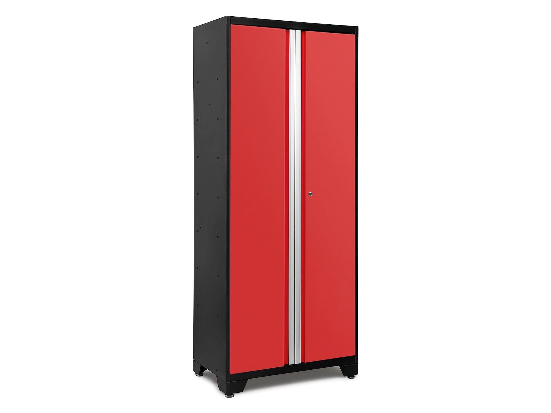 NewAge Bold Series 24-Gauge Steel RTA Storage Locker with 3 Shelves, Black/Red, 30-in
