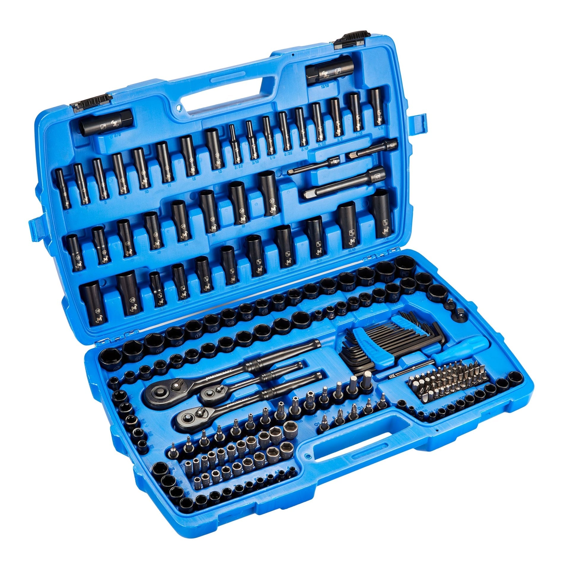 Mastercraft Socket Set, 229-pc, SAE / Metric, CRV, Black Steel Finish