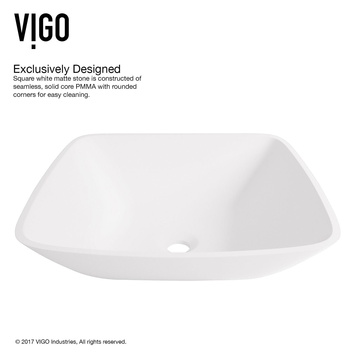 VIGO Hyacinth MatteStone White Bathroom Sink/Basin Set with Niko Faucet and Square Composite Vessel