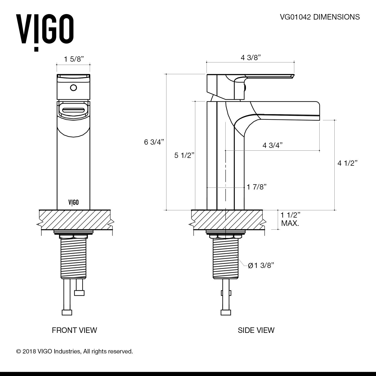 VIGO Ileana Single Handle Single Hole Bathroom Sink Faucet, WaterSense Certified, Matte Black