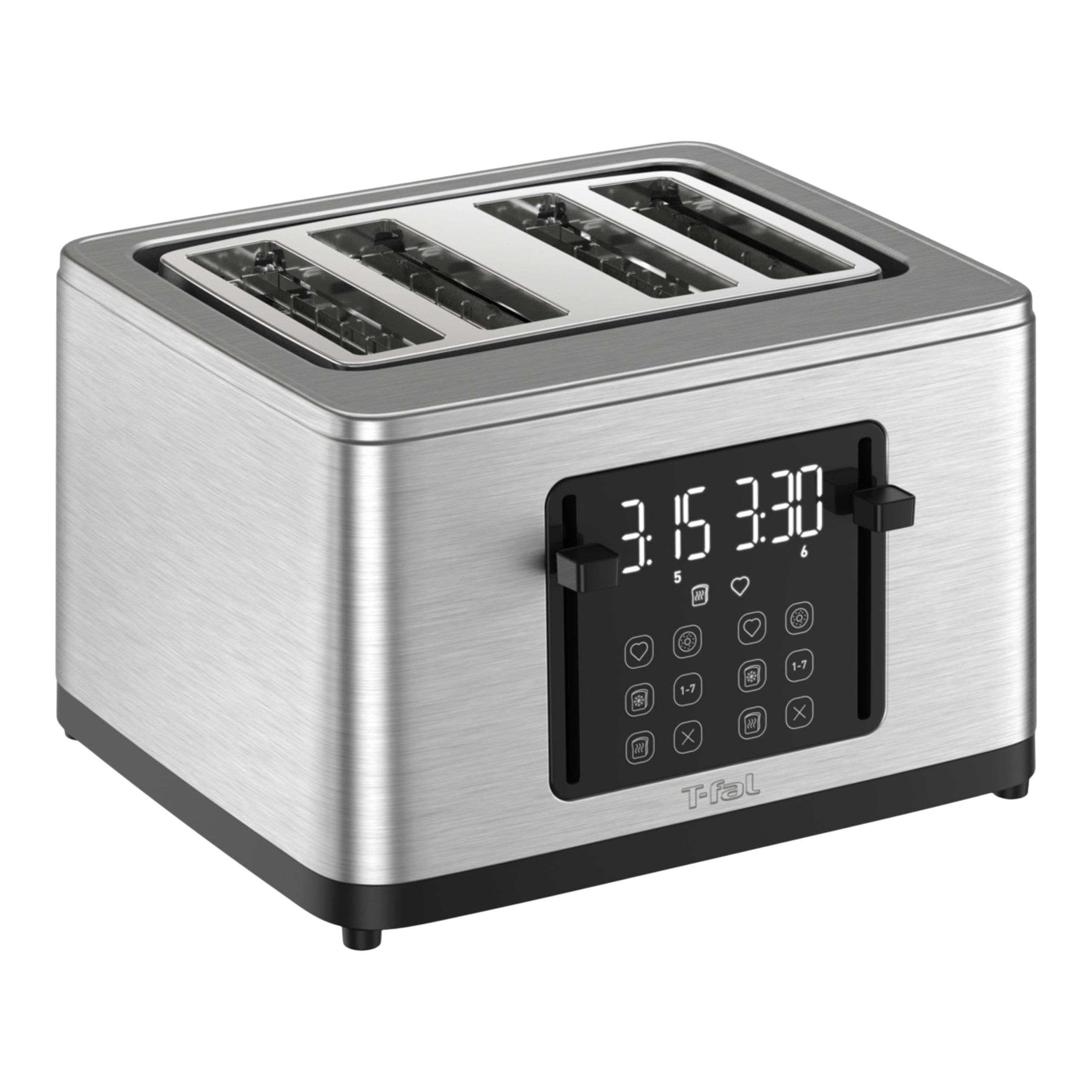 T-fal 4-Slice Stainless Steel Digital Toaster, Extra wide slots, 7 Browning levels