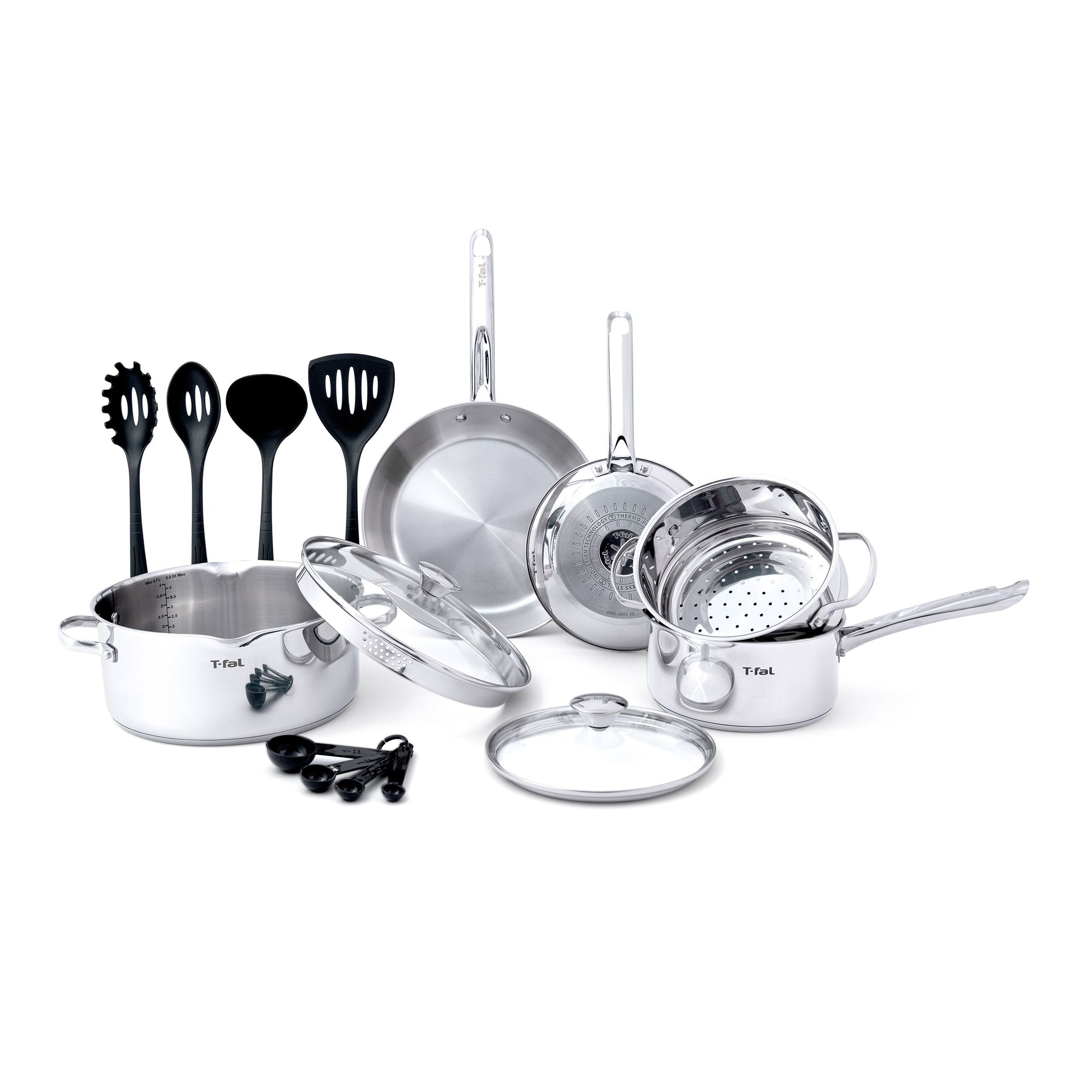 T-Fal Cook and Strain Stainless Steel Cookware Set, 15-pc