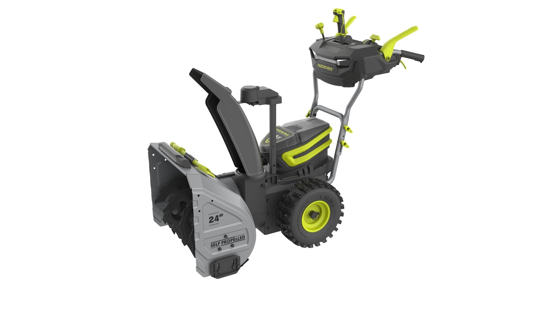 Yardworks 96V 24-in Two-Stage Brushless Self-Propelled Cordless Electric Snow Blower with 2x8Ah Batteries & 2x4A Chargers