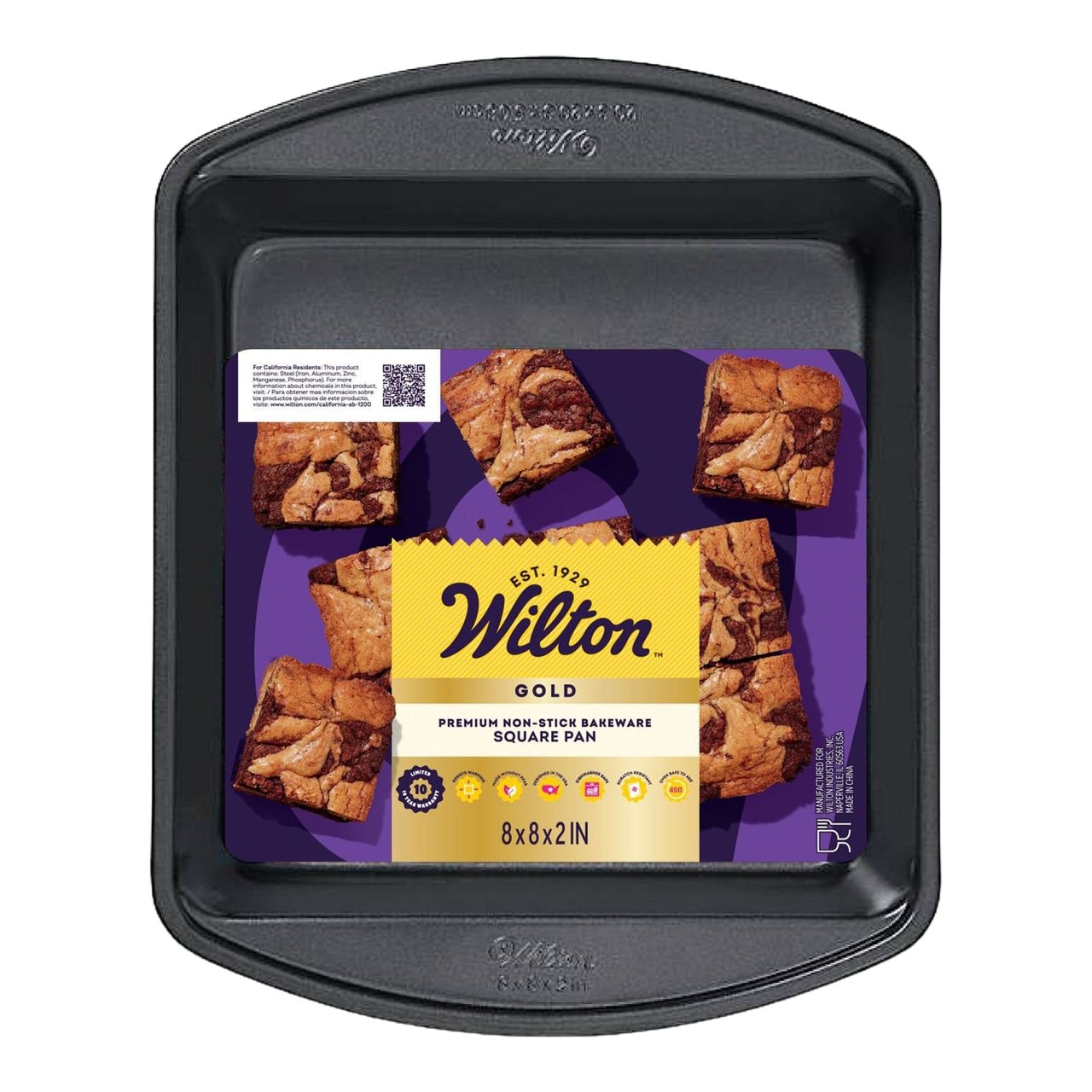 Wilton Gold Premium Non-Stick Bakeware Square Cake Pan, 8x8x2-in