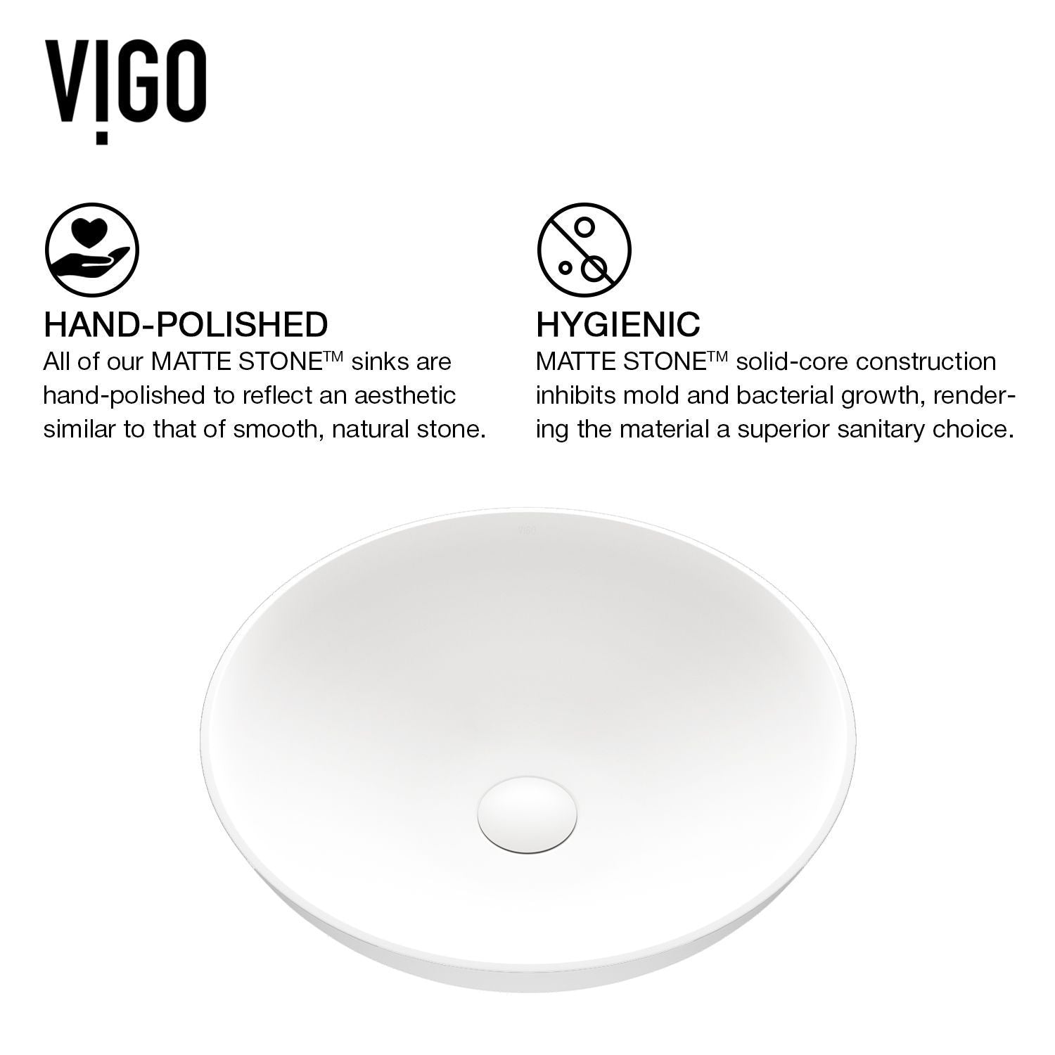 VIGO Lotus MatteStone White Bathroom Sink/Basin Set with Gotham Faucet and Round Composite Vessel
