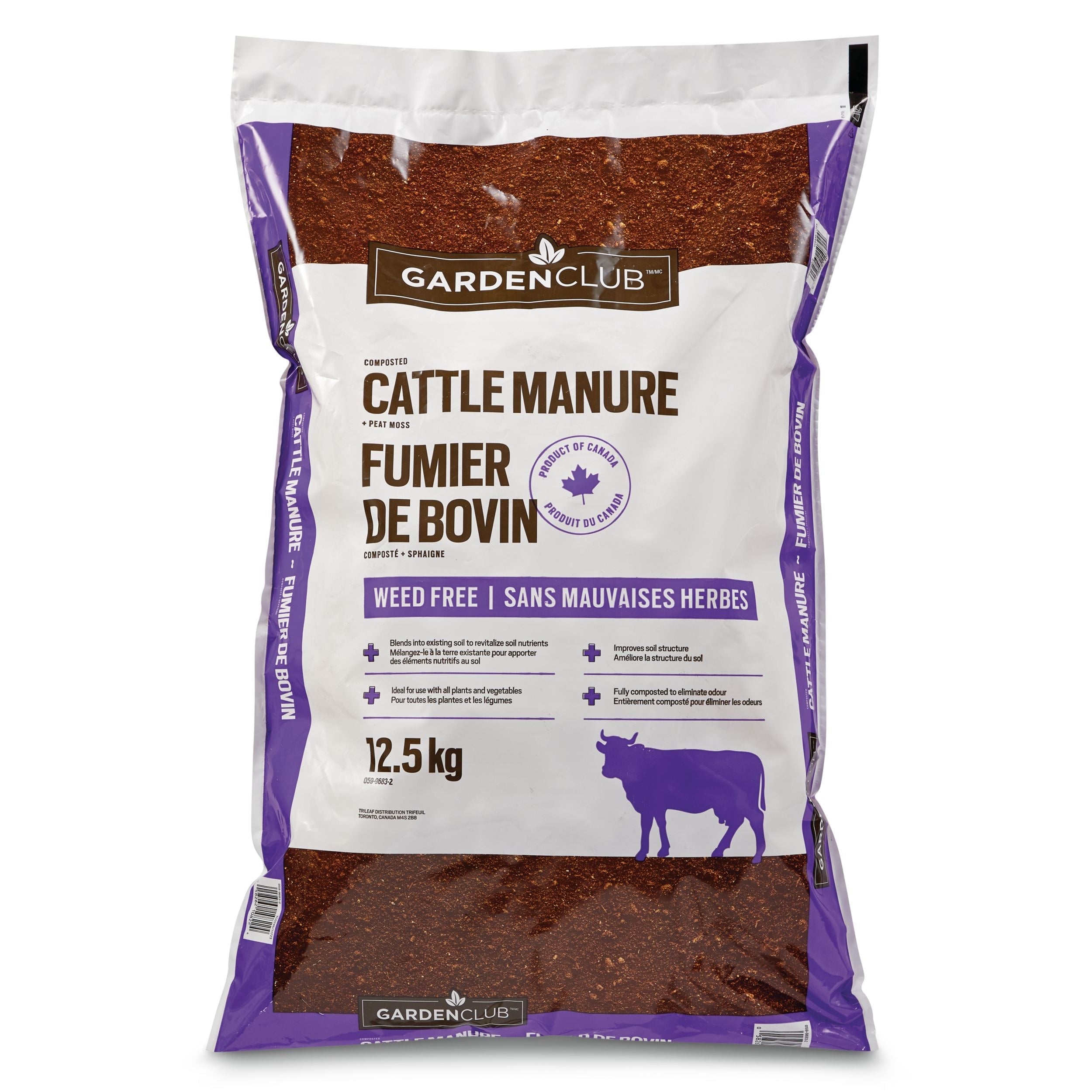 Garden Club Composted Cattle Manure/Fertilizer, Weed Free,12.5-kg