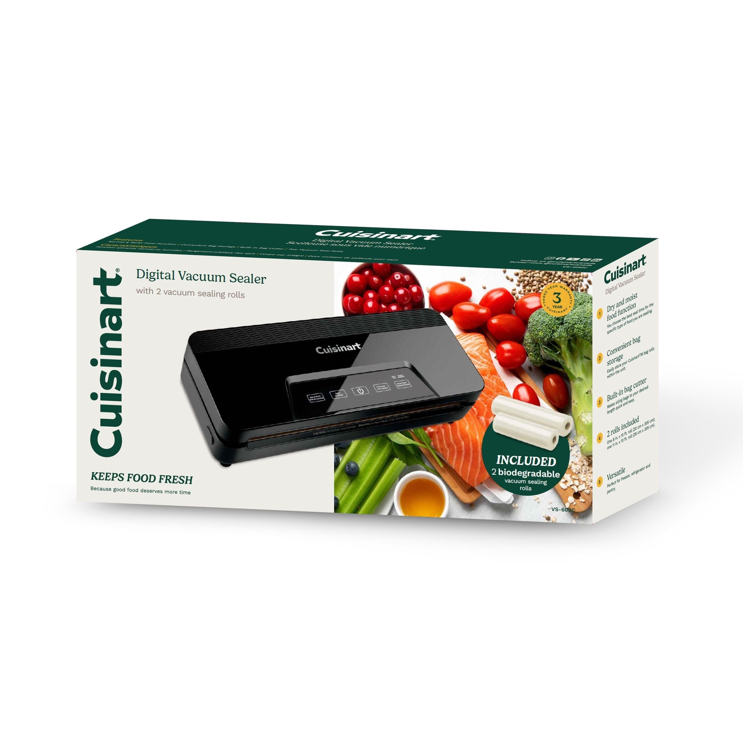 Cuisinart Digital Touch Screen Vacuum Sealer, with 2 Rolls
