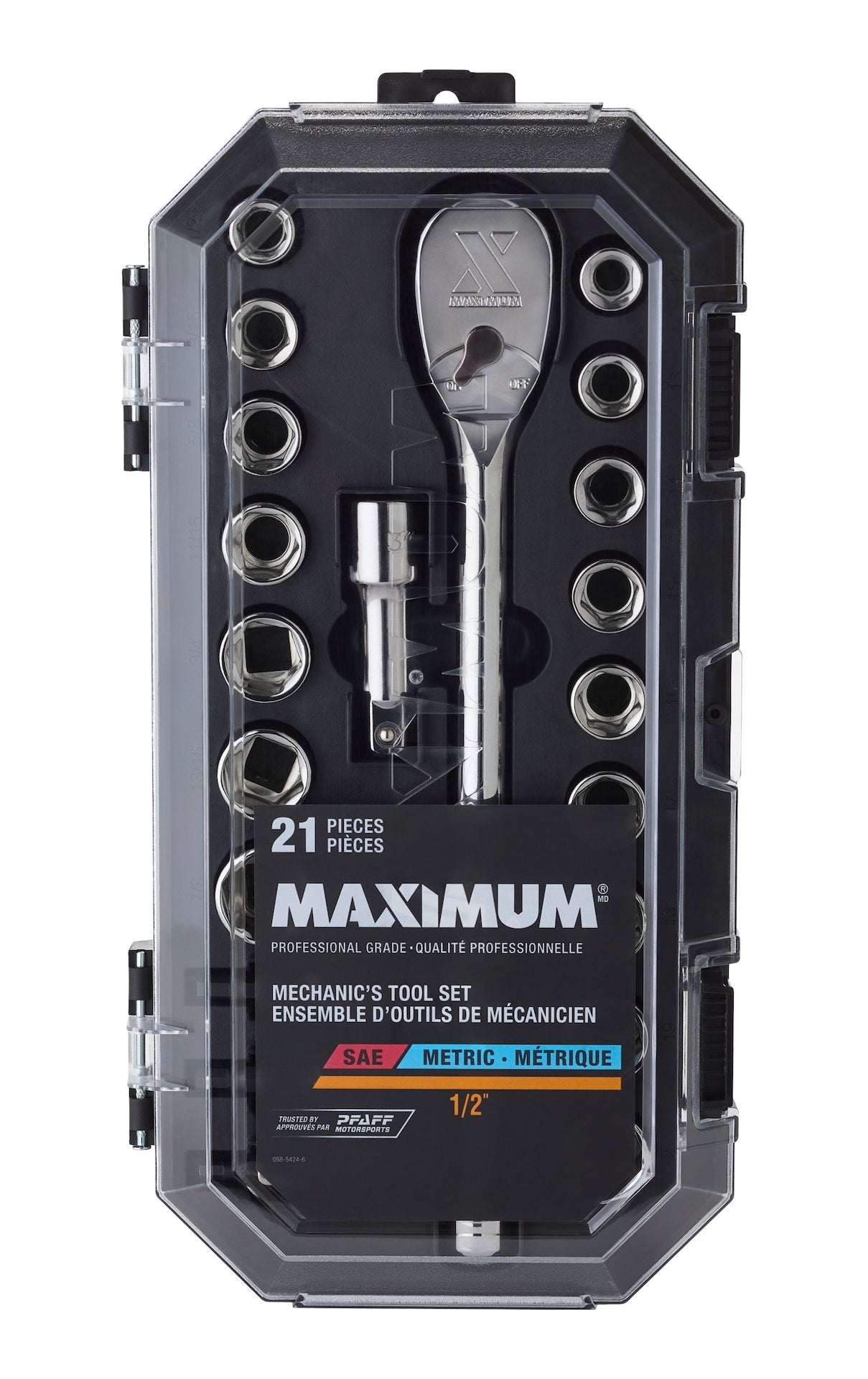 MAXIMUM 21 Piece 1/2" Drive Metric Socket Set