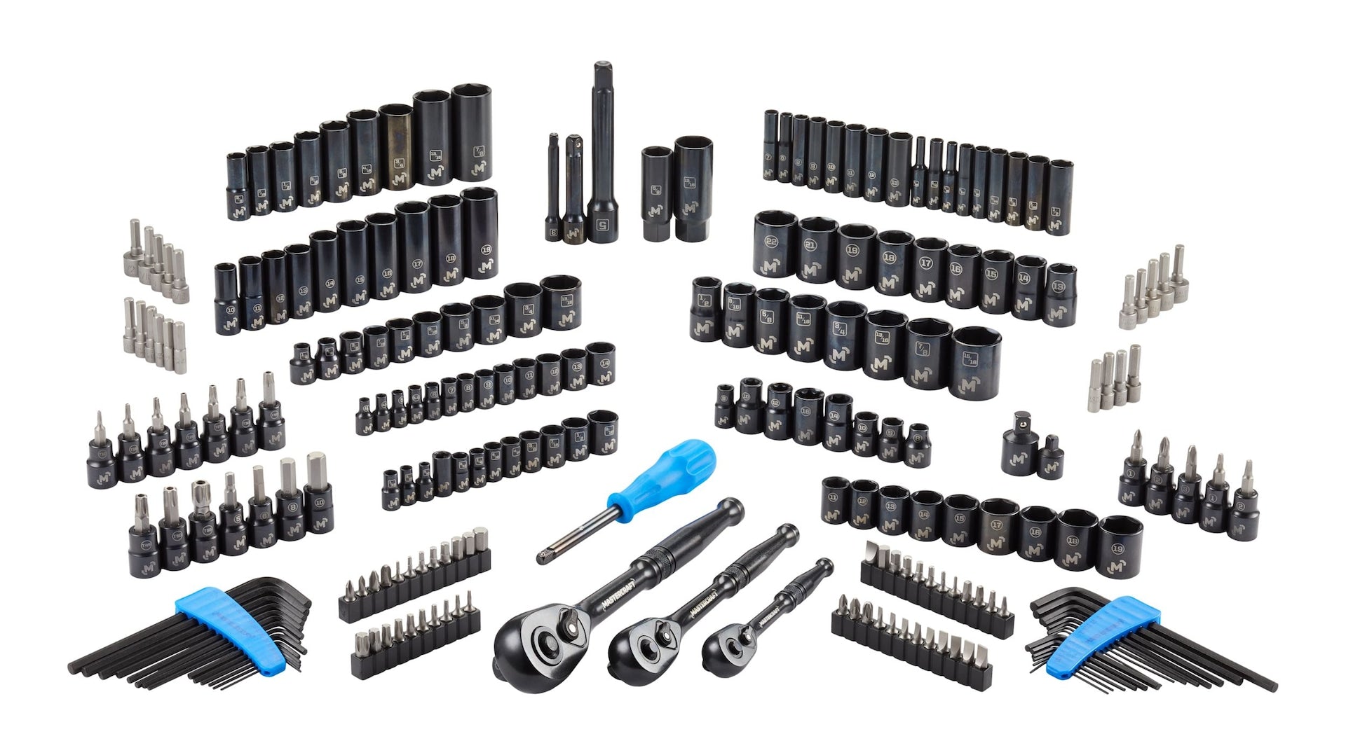 Mastercraft Socket Set, 229-pc, SAE / Metric, CRV, Black Steel Finish