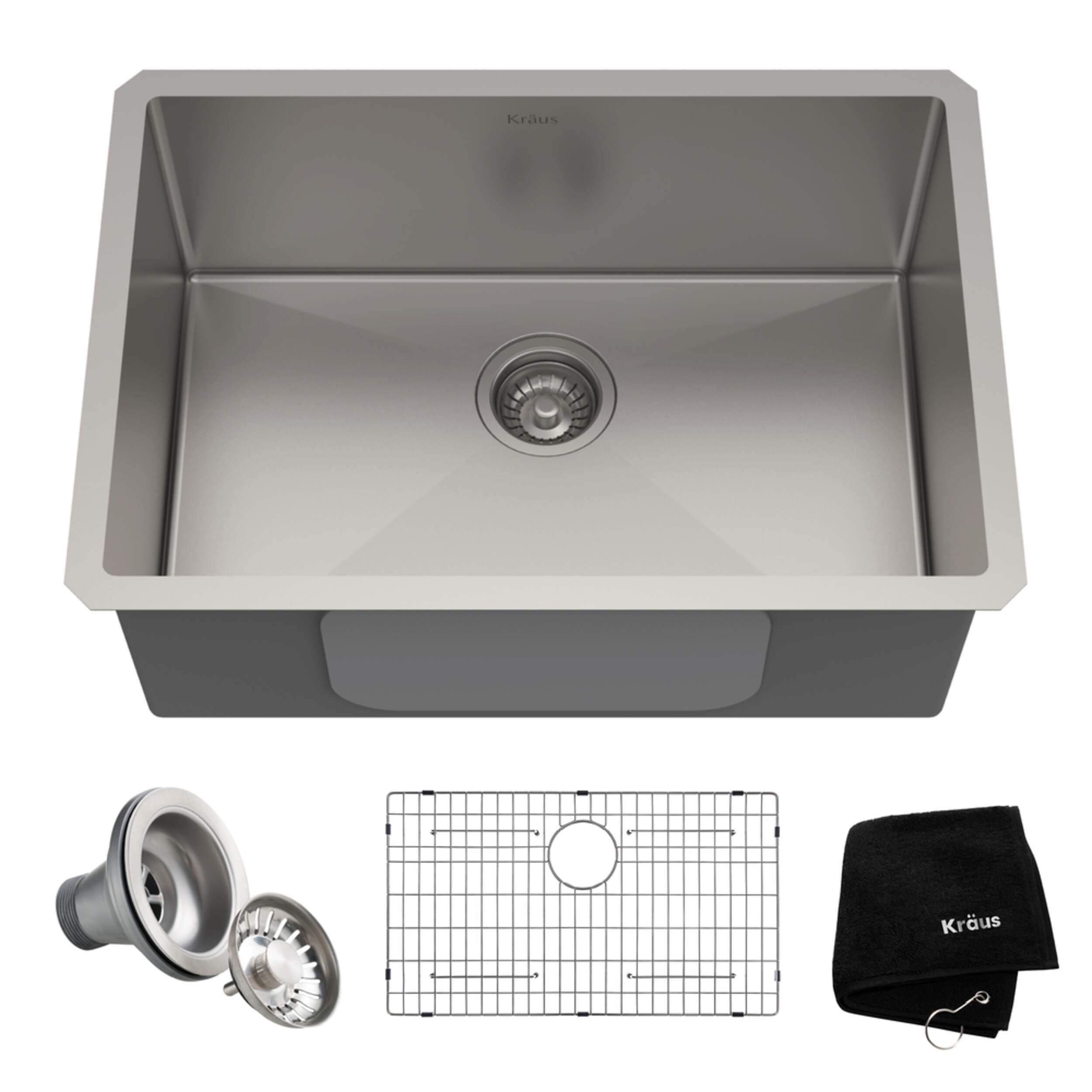Kraus Standard PRO Undermount Stainless Steel Single Bowl Kitchen Sink, 23x18x10-in