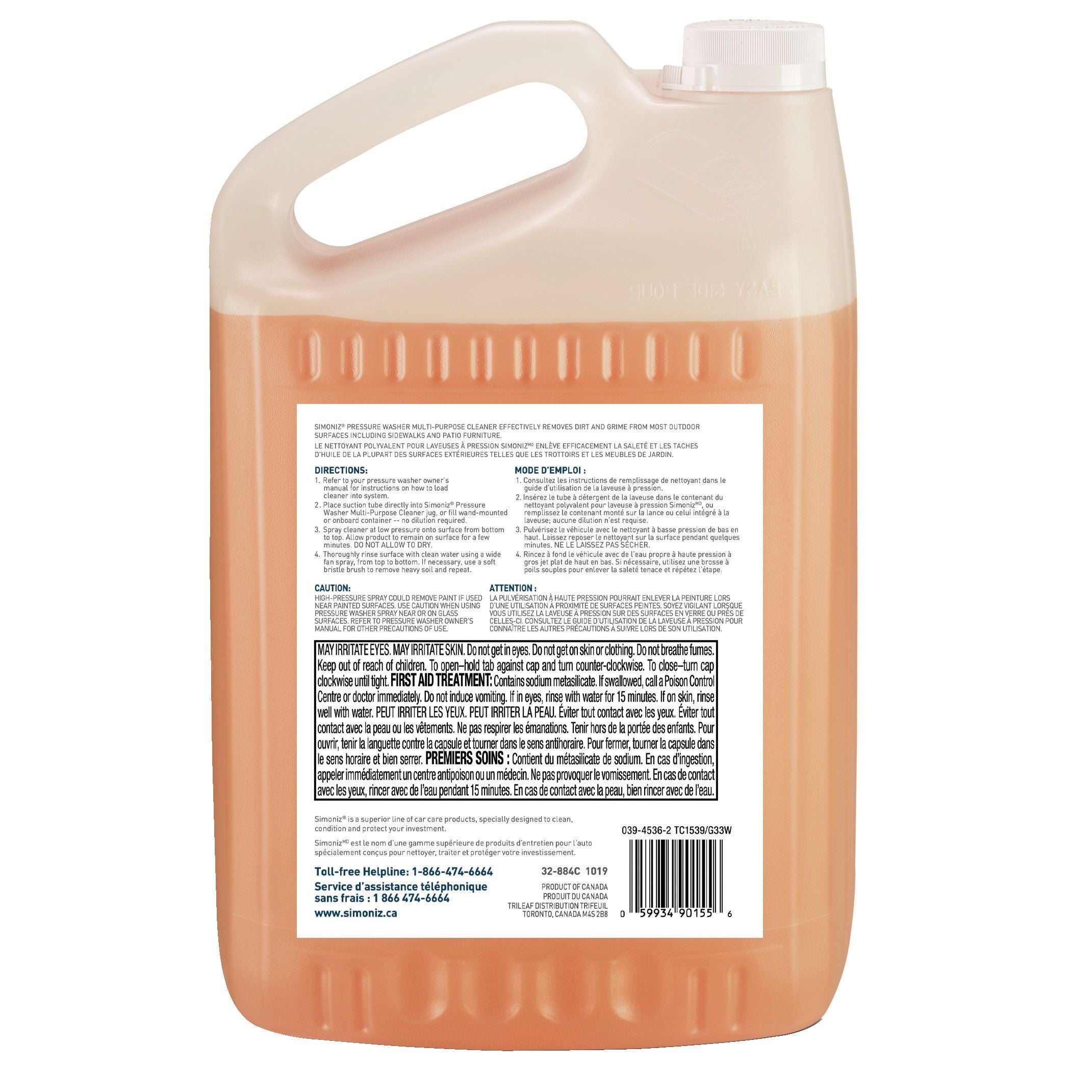 Simoniz Non-Toxic All-Purpose Ready-to-Use Pressure Washer Detergent, 3.78L