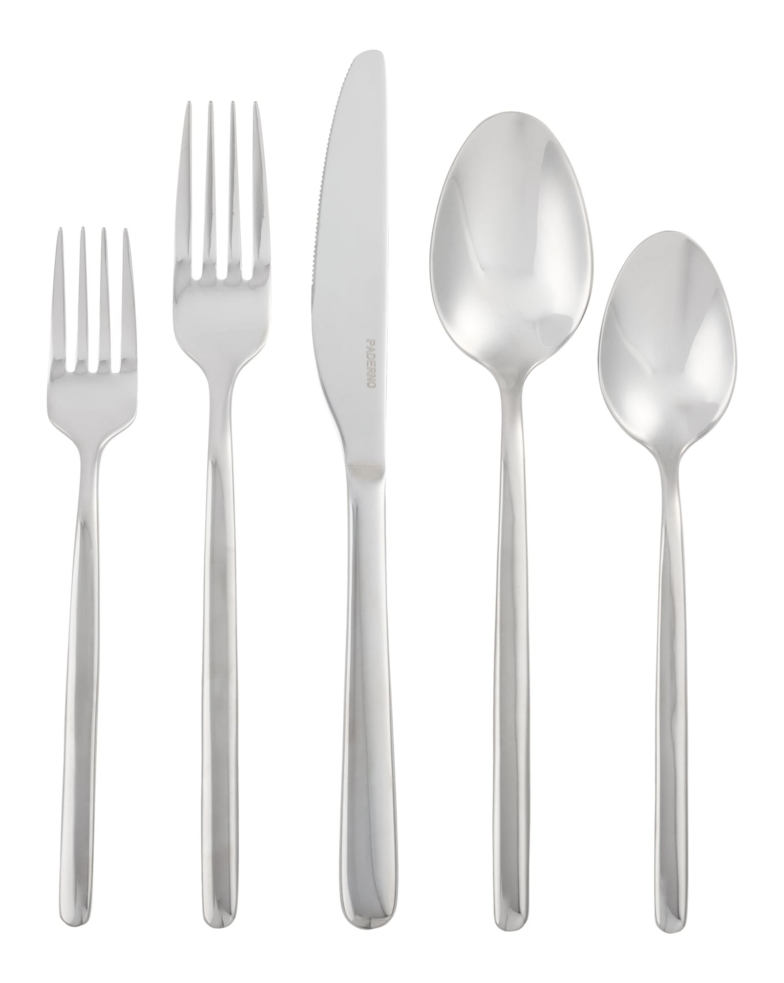 PADERNO Slim Rounded Handle Flatware Set, Serves 12, 60-pc
