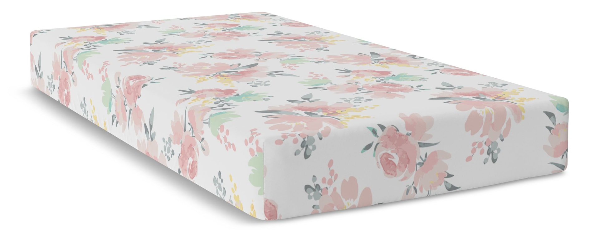 Kushies Fitted Percale Crib Sheet, Watercolour Blooms