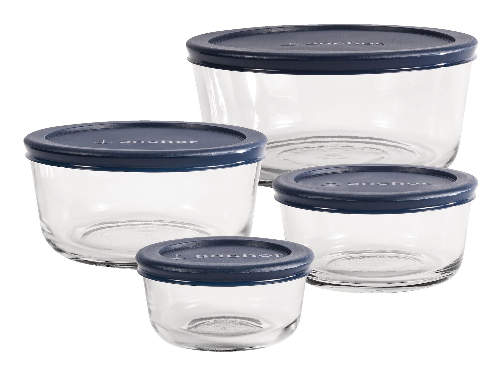 Anchor Hocking Glass Storage Container Set with Lids, Assorted Sizes, 4 Count