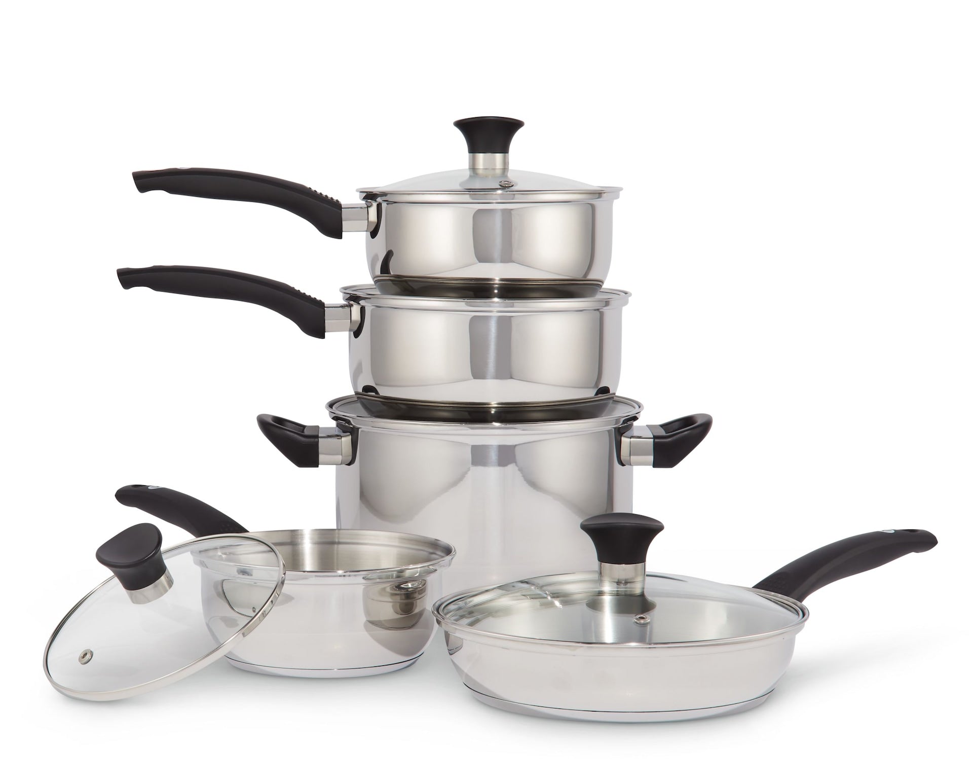Vida by PADERNO Everyday Series Premium Stainless Steel Cookware Set, Dishwasher & Oven-Safe, 10-pc