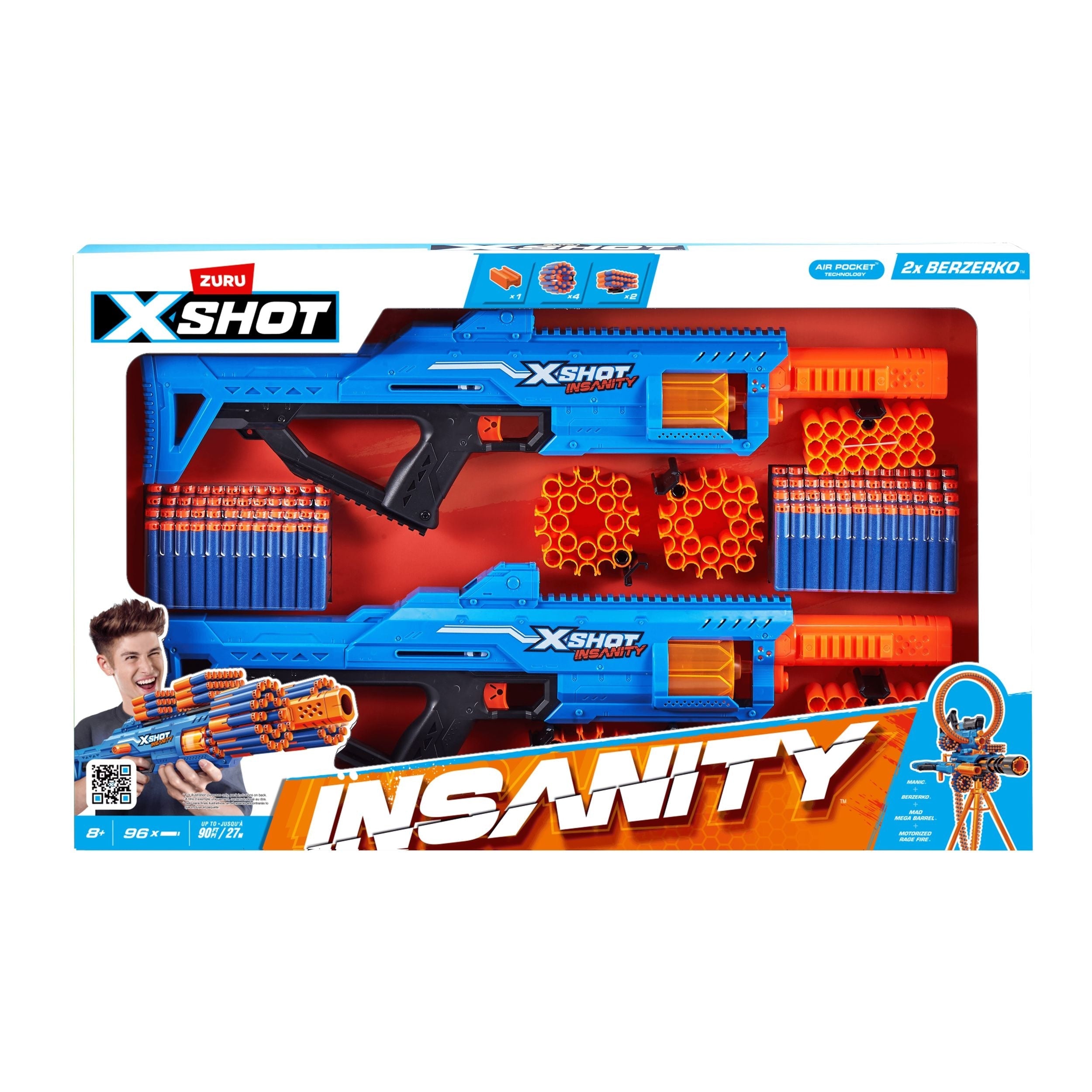 Zuru X-Shot Insanity-Series 1 Berzerko Dart Blaster with 96 Darts, 2-pk, Ages 8+