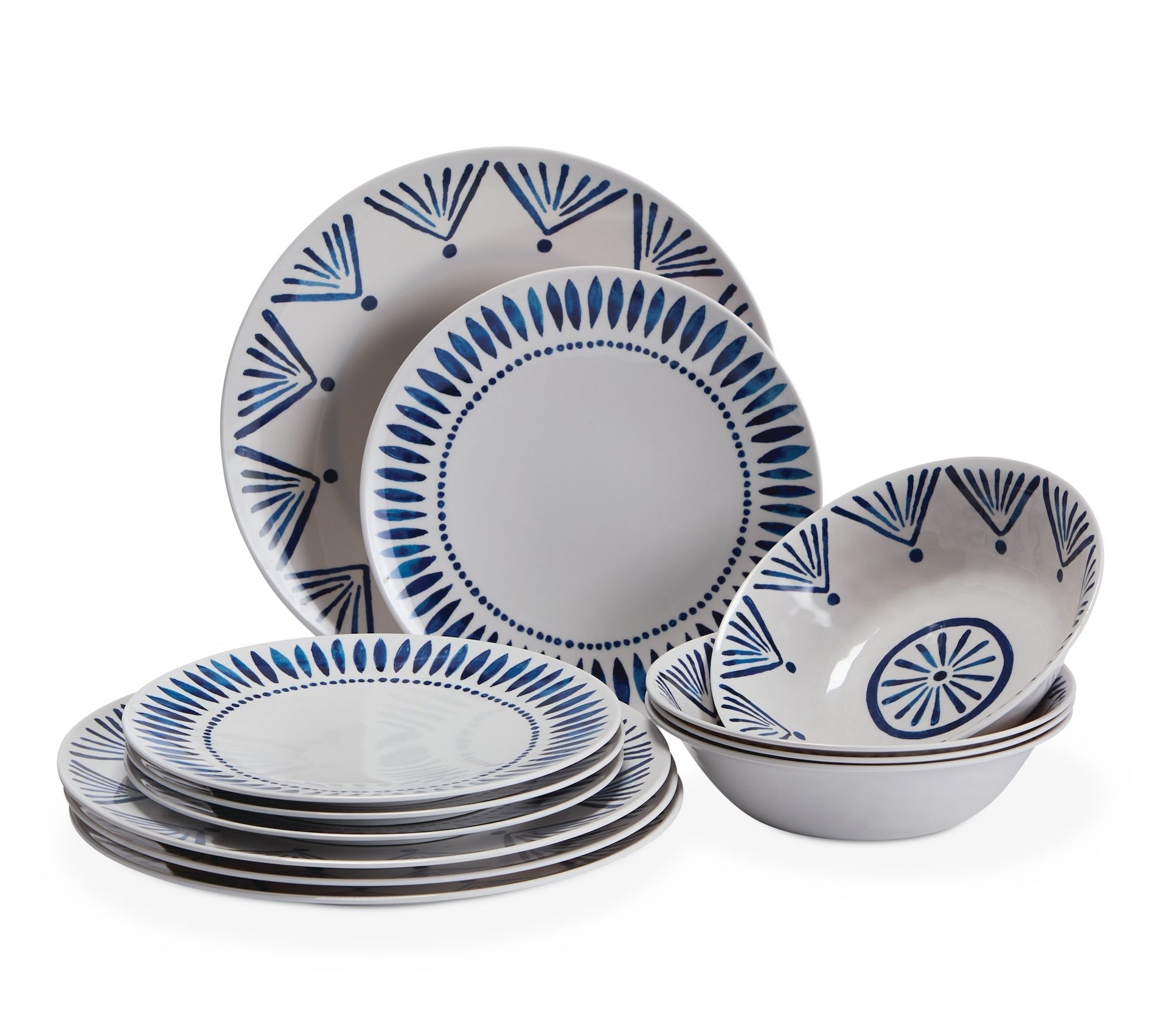 For Living Patio Dinnerware Set, 12-piece, Blue